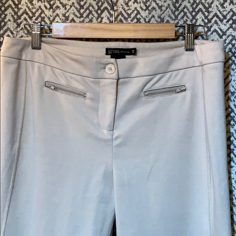 grass collection Cream Track Pants with Knee Panel Details - Picture 4 of 8